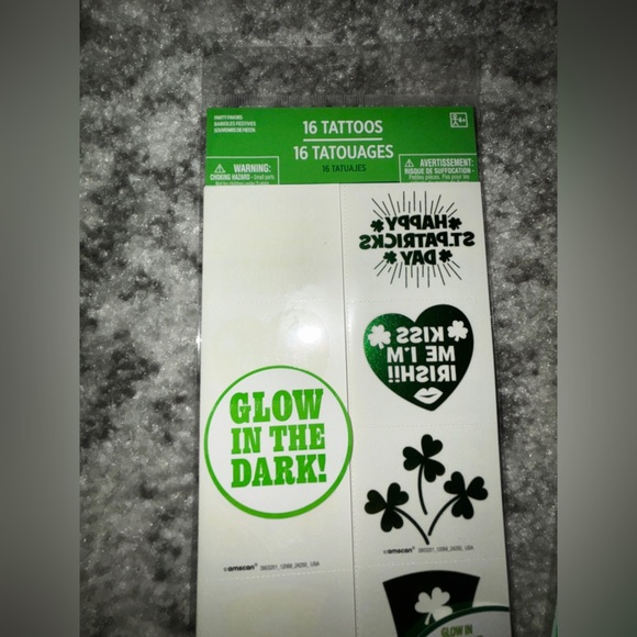 St. Patrick’s Day Accessories Bundle Green Hair Nail Jewels Tattoos Beach Ball - Picture 4 of 5